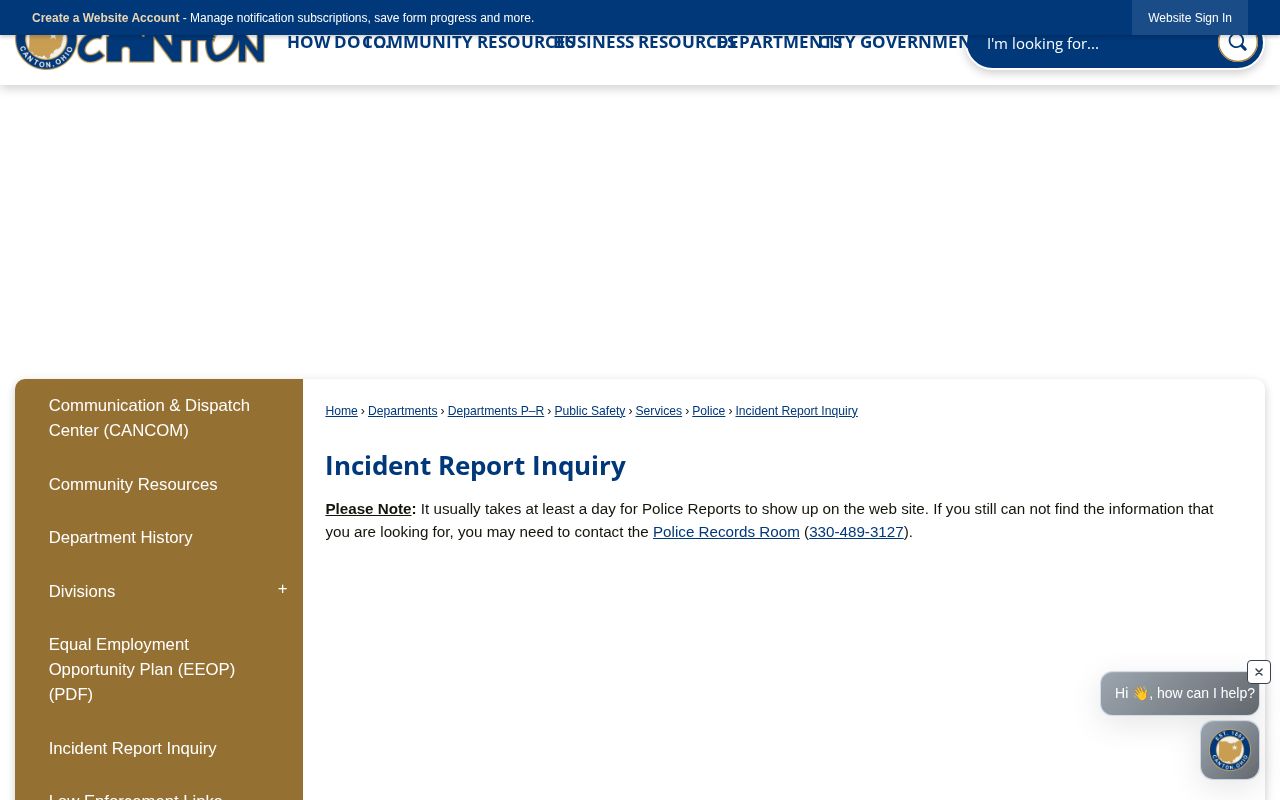 Canton incident report inquiry for police record access