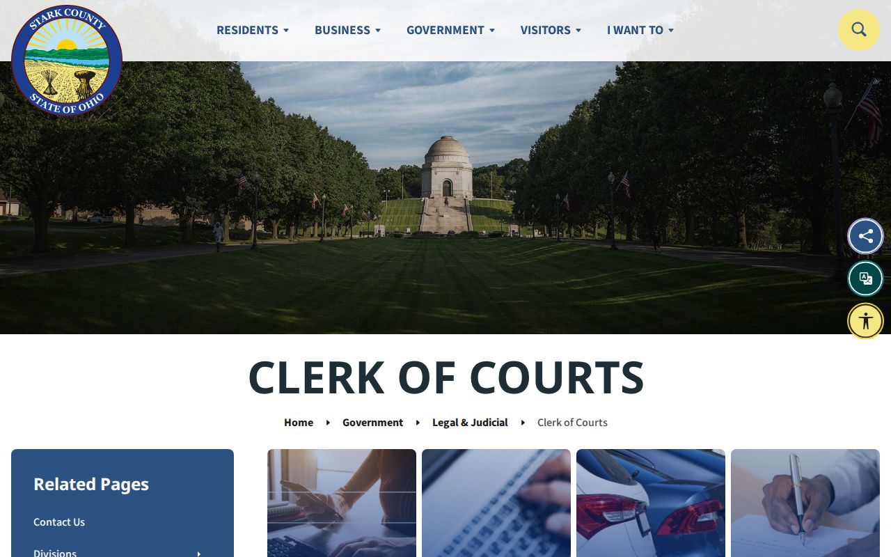 Stark County Clerk of Courts docket access for booking-related case records